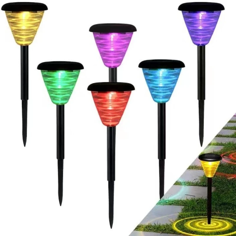 6Pcs Outdoors Solar Lawn Lights Road Park Garden Lamps Ground Insertion Aperture Projection Courtyard Landscape Lamps Decoration