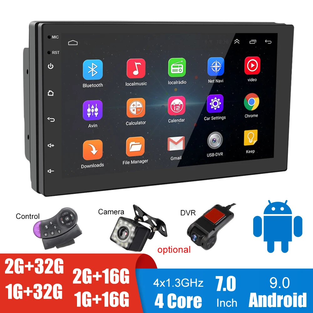 

12V Car Android Player MP5 DVD Stereo Radio Audio GPS DVR Camera Kit WIFI Bluetooth 7inch Screen Autoradio Accessories Universal