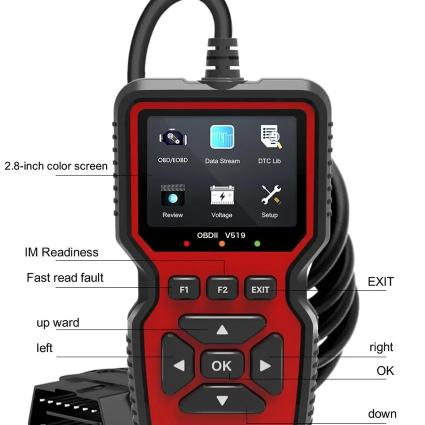 V519 Car OBD2 Scanner Live Data Professional Mechanic OBDII Diagnostic Code Reader Tool for Check Engine Light Read/Erase Codes 6