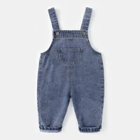 Salopette en jean pour enfants printemps 2026, 0-5 ans, couleur unie, style cowboy, avec bretelles réglables, pour filles et garçons, vêtements amples pour enfants 4