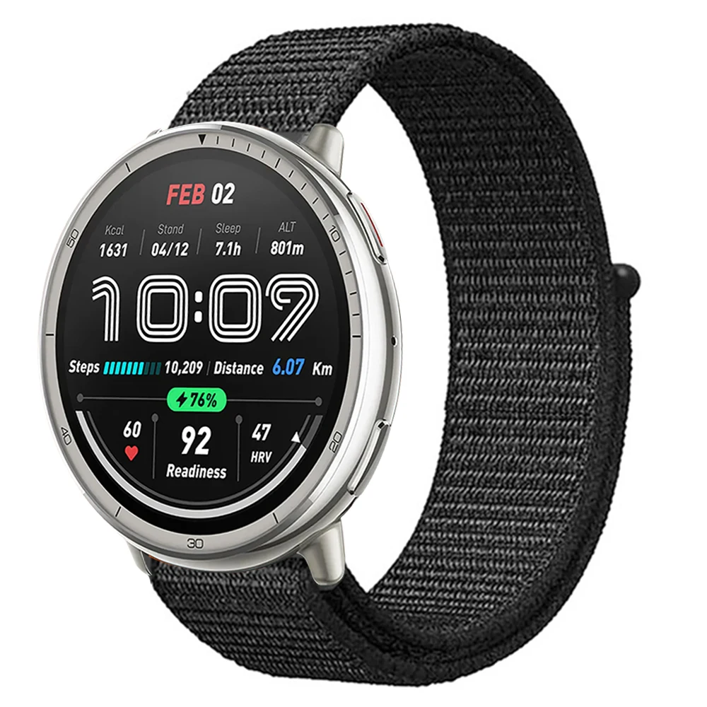 Breathable 20mm Nylon Loop Smart Watch Wristband