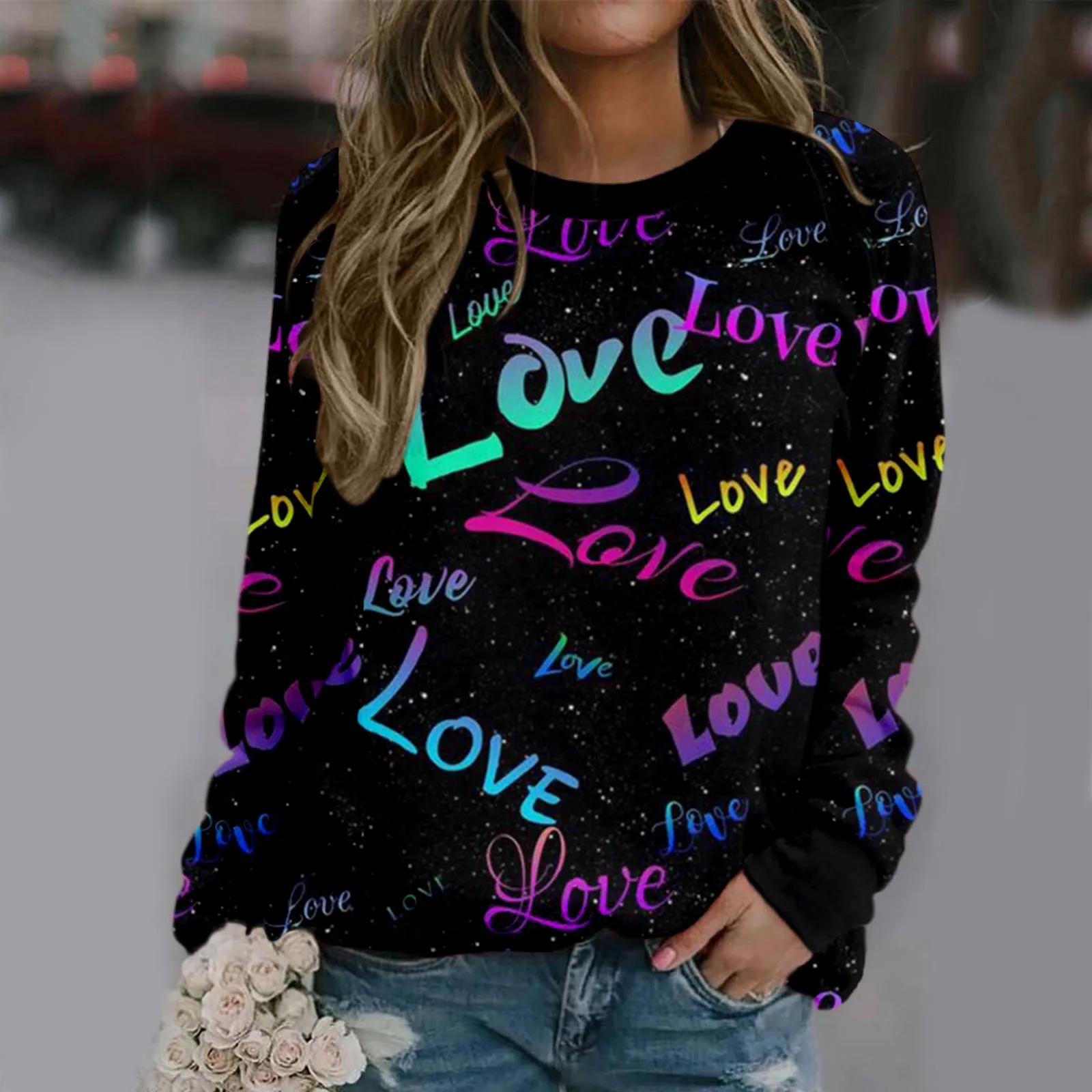 Sudadera-con-estampado-encantador-para-mujer-Top-de-manga-larga-camisa ...