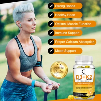 Green People Vitamin D3 K2 Capsules for Promoting Heart, Bone and Dental Health, Immunity and Emotional Support 1