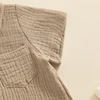 Summer Baby Clothing Newborn Infant Baby Boys Rompers Cotton Linen Solid Color Short Sleeve Lapel Jumpsuit Outfits 5