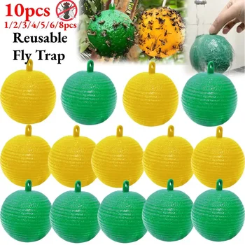 재사용 가능한 해충 퇴치기, 볼 트랩, 플라이 스와터, 매달린 플라이 트랩, 볼 접착제 볼, 곤충, 과일, 파리, 벌레, 킬러, 1-5 개 상품 이미지
