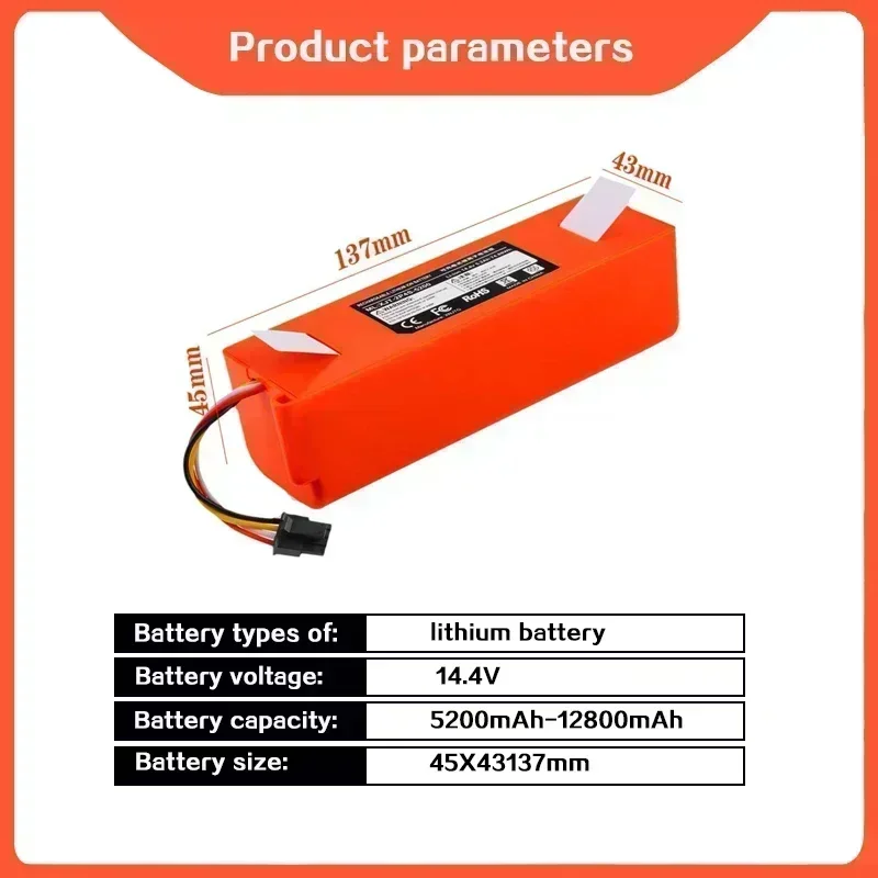 14.4v roborock s50 battery brr 2p4s 5200d original battery for Xiaomi Robot Roborock S50 S51 S55 T60 Accessory Spare 6
