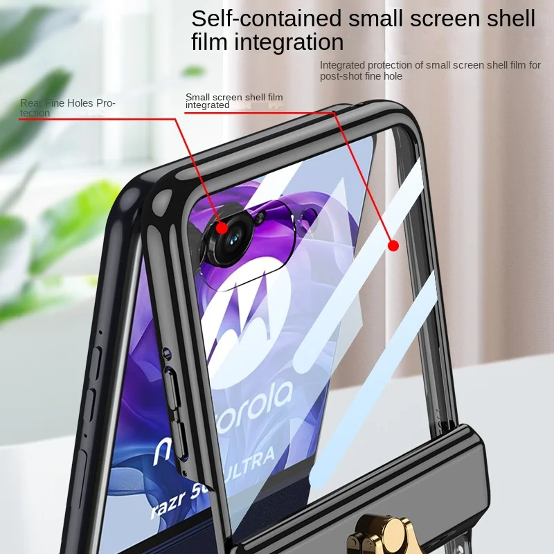 Enhanced Electroplated Magnetic Ring Holder Phone Case with Hinge Protection
