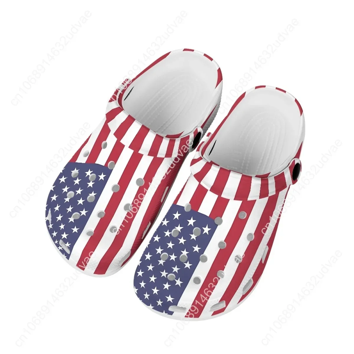 Fashion American Flag Hole Shoes for Women Men Lightweight Non-Slip Slippers Outdoor Clogs Adult Unisex EVA Sandals