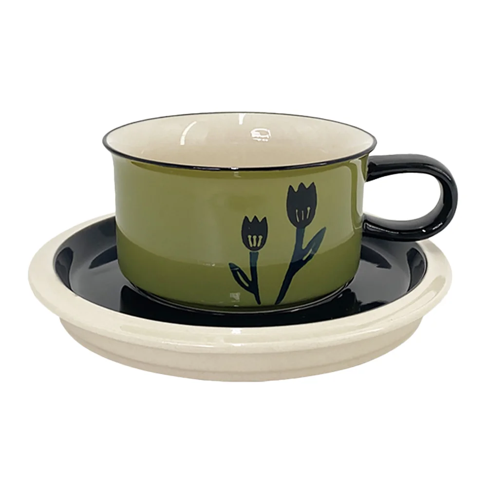 

1 Set Ceramic Cappuccino Cup with Saucer Water Cup Beverage Cup Drinks Mug Drinking Cup 250ml