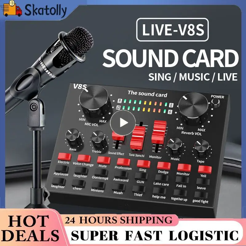 외부 USB 웹캐스트 라이브 사운드 카드, V8s 휴대폰 마이크, 모바일 컴퓨터 오디오 인터페이스용