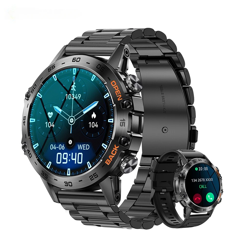 

2024 New Steel 1.39" Bluetooth Call Smart Watch Men Sports Fitness Tracker Watches IP67 Waterproof Smartwatch for K52