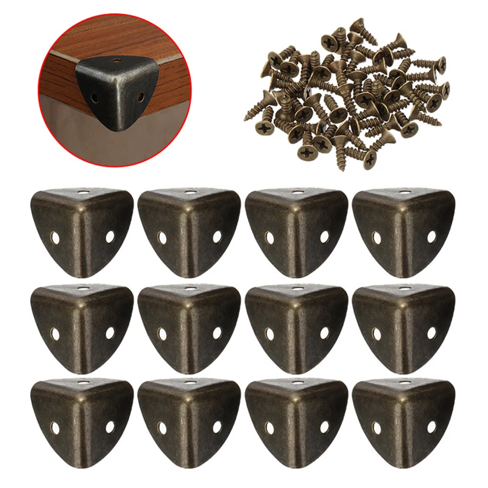 12PCS Antique Corner Protector Wooden Box Toolbox Edge Corner Furniture Hardware Luggage Jewelry Box Edge Protection