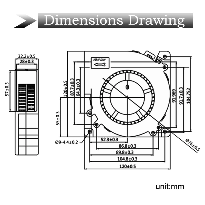 DC 24V, 120x32mm, 120mm, 12cm, 2 pcs
