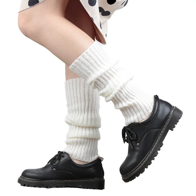 

1pair Lolita Long Socks Women Leg Warmers Knitted Warm Foot Cover Ladies Autumn Winter Crochet Socks Boot Cuffs Accessories