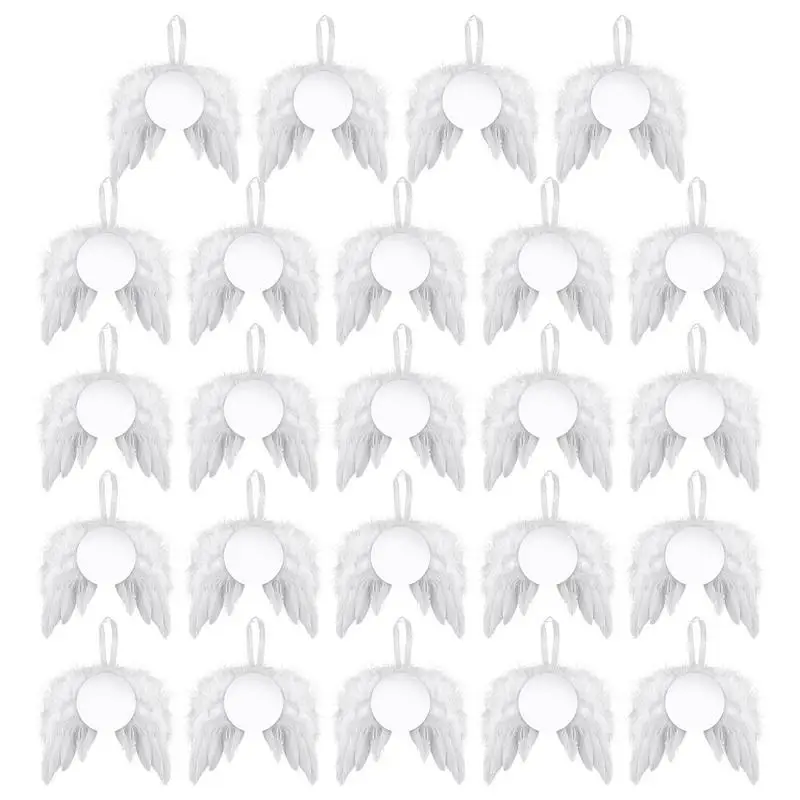 

Рождественское украшение в виде Ангельского пера, дневного света, 24 шт., белые крылья ангела, украшение для рождественской елки, подвеска в виде ангельских крыльев ручной работы
