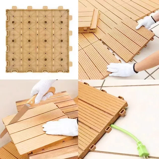 1Db Kerti Padlópadlólapok Műanyag Fa Kültéri Padló Vízálló Csúszásgátló Splicing Kertészépületek - Image 3