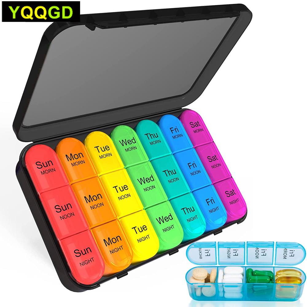 Weekly Pill Organizer,Daily Pill Box 7 Day,Large Travel Pill Case with 21 Compartment to Hold Medicine,Vitamin and Supplement
