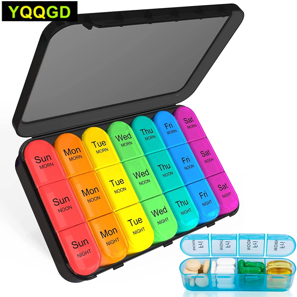 Weekly Pill Organizer,Daily Pill Box 7 Day,Large Travel Pill Case with