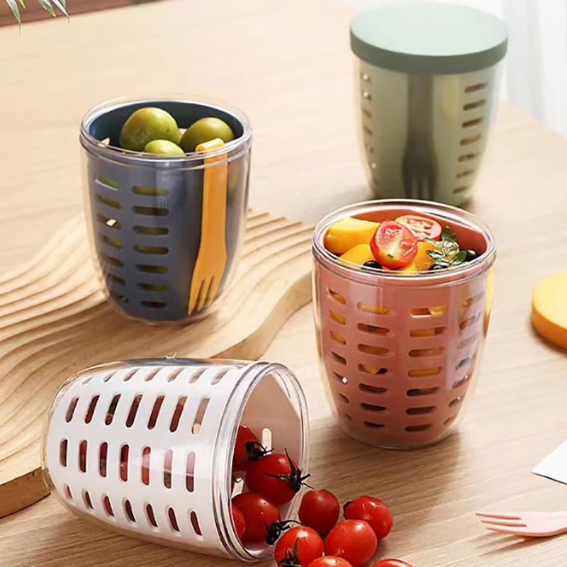 

1PC Portable Salad Chopper Bowl Kitchen Drain Basket Double-Layer Leak-proof Basket Fruit Vegetable Washing Storage