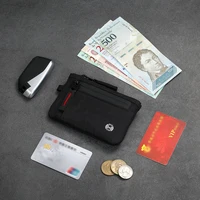 Luxury Rfid Credit Card Holder Anti Theft Slim Key Card Case with Carabiner Nylon Coin Purse Male Purse 4