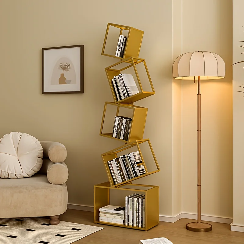 Irregular Corner Vertical Bookshelf Floor To Floor Storage Shelf Minimalist Living Room Iron Corner Bookshelf Home Decoration