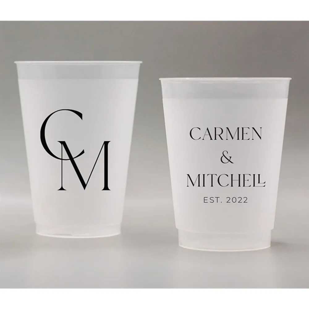 Tazze Flessibili Infrangibili Smerigliate Personalizzate, Tazze Personalizzate Per Bomboniere, Bomboniere, Matrimoni Minimalisti, Matrimoni Moderni