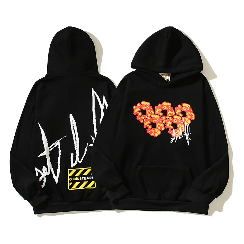 Fall and Winter New American High Street Foam Flame Flower Men and Women High Quality Hoodie Streetwear Harajuku Y2k Clothes