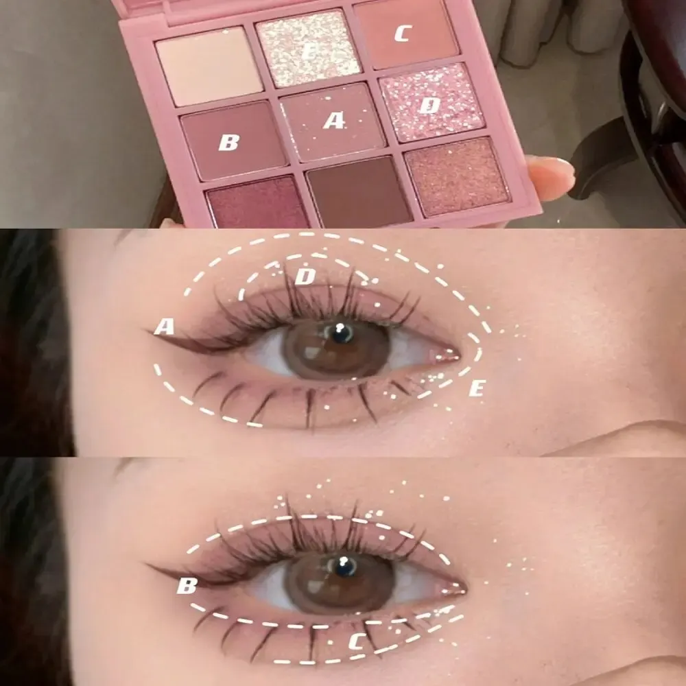 Transparent Nine-color Eyeshadow Palette Rosy Nine Palace Glitter Eye Makeup eye shadow eye shadow plate