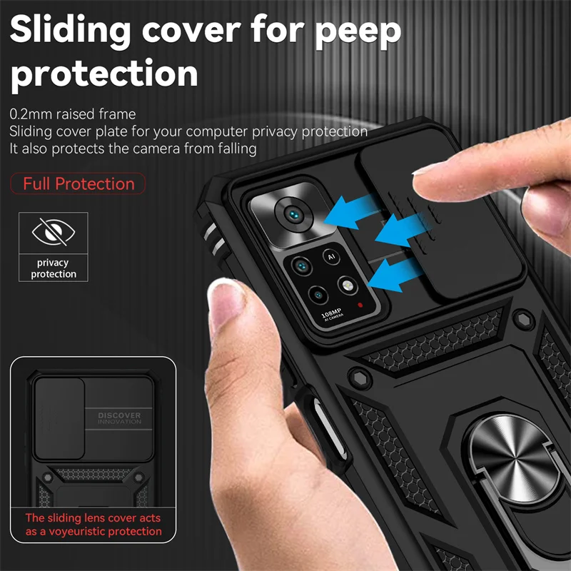 Enhanced Armor Ring Bracket Push Phone Case Cover