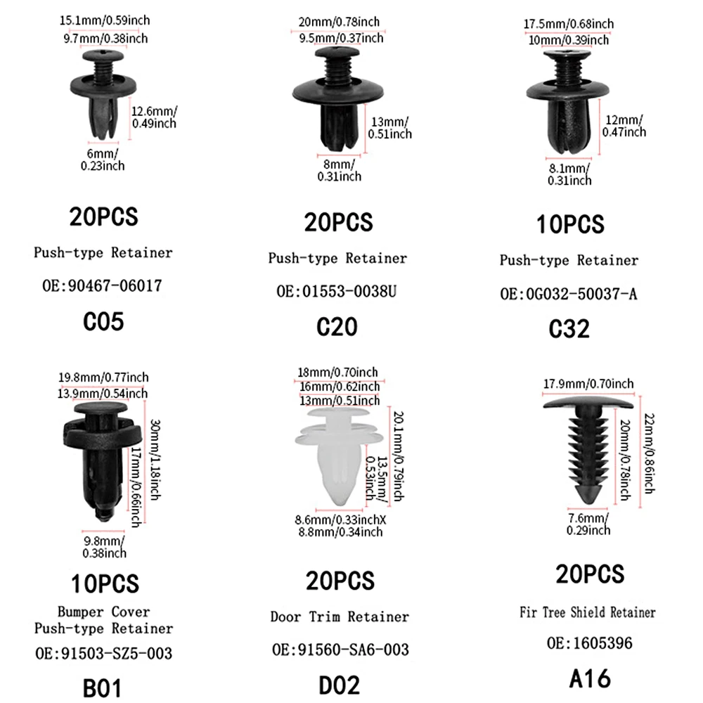 50pcs 5mm clip per auto scopo universale rivetti di espansione in plastica  cartella per decorazione auto