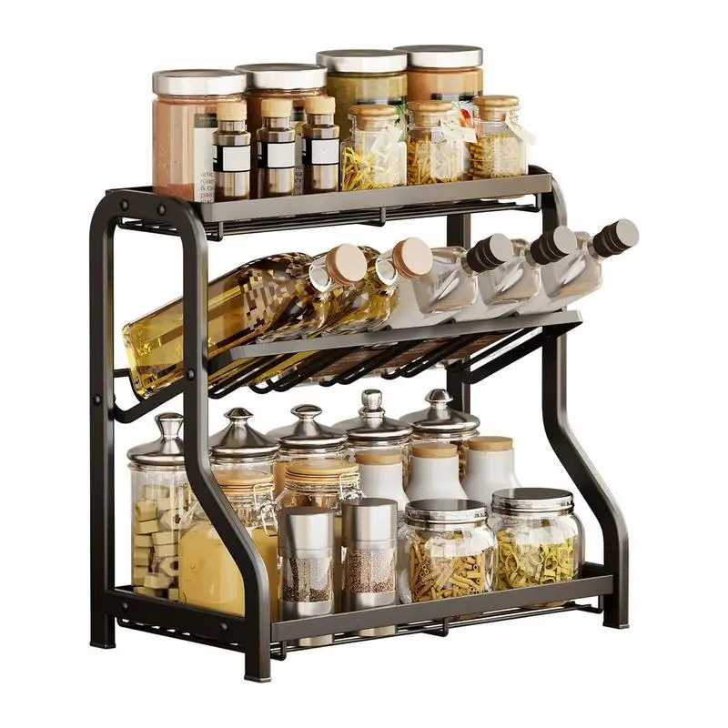 

Spice Rack Organizer Kitchen Storage Rack Three Layers Seasoning Chopsticks Shelf Organizer Knife Jar Organizer Kitchen Supplies