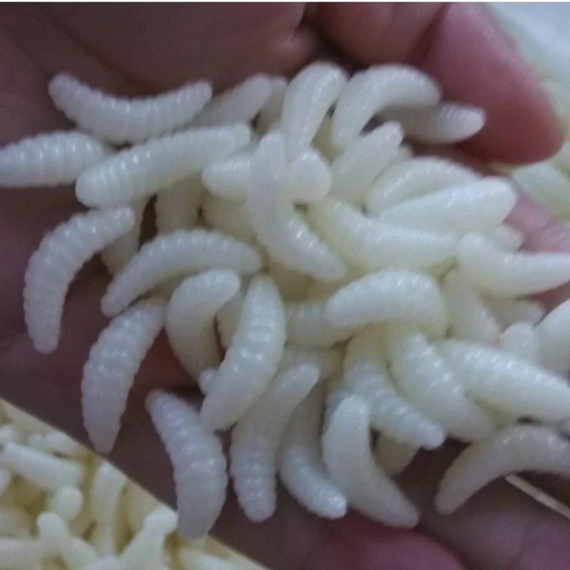 Fishing Lure 50pcs 100pcs 2cm 0.2G Maggot Grub Soft Hooks Smell Woems Glow Shrimps Bait