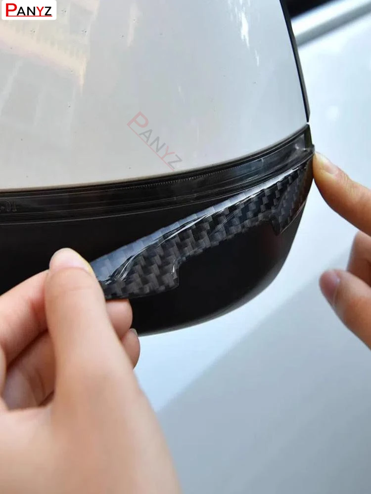 4pcs Car Door Anti-collision Strip Car Mirror Carbon Fiber Protective Tape Body Anti-scratch Stick Decorative