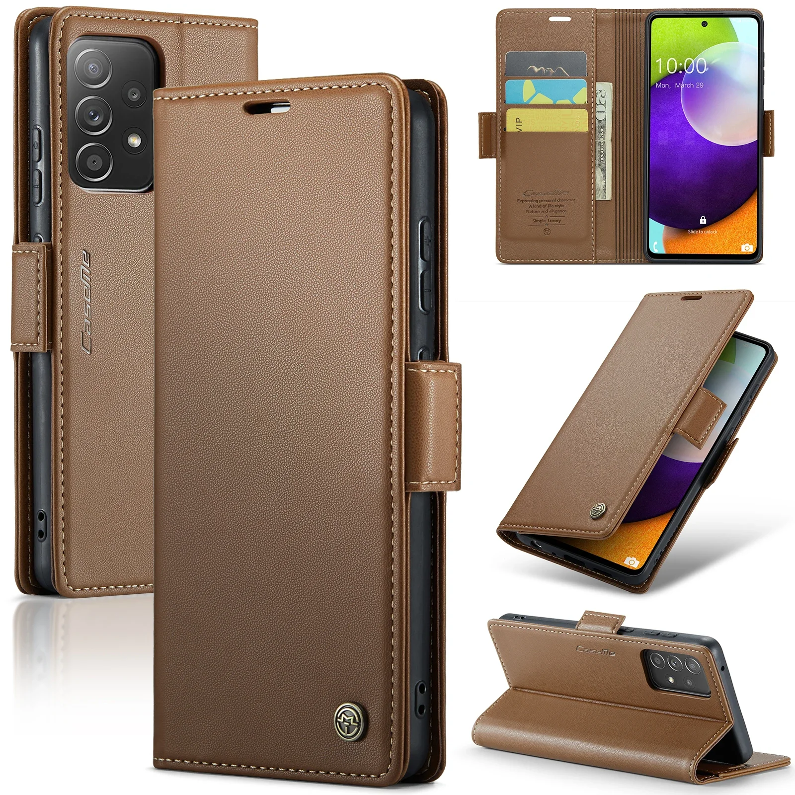 Luxury Business Leather Wallet Case with Card Slots and Flip Cover
