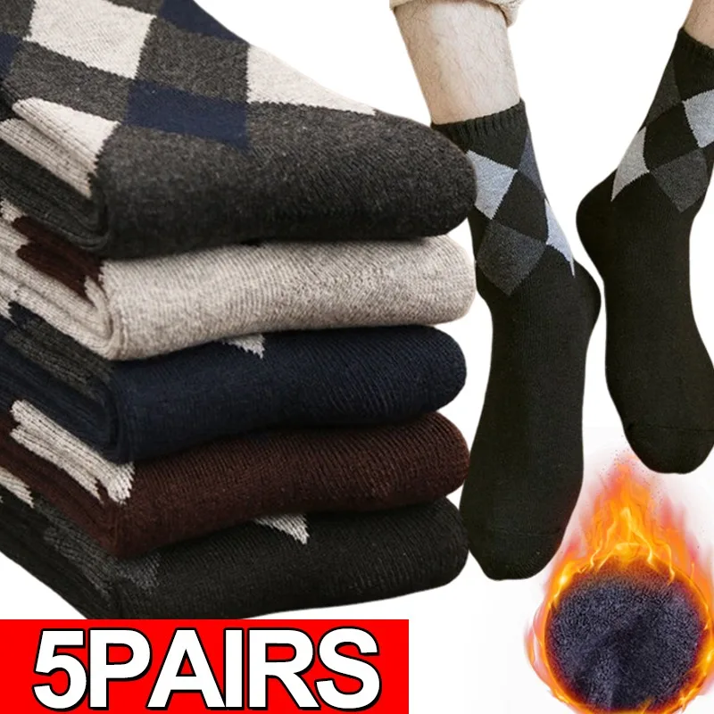 

5Pairs New Winter Super Thicker Warm Socks Wool Male Men Women Sock Solid Socks Merino Wool Sock Against Cold Snow Terry Socks