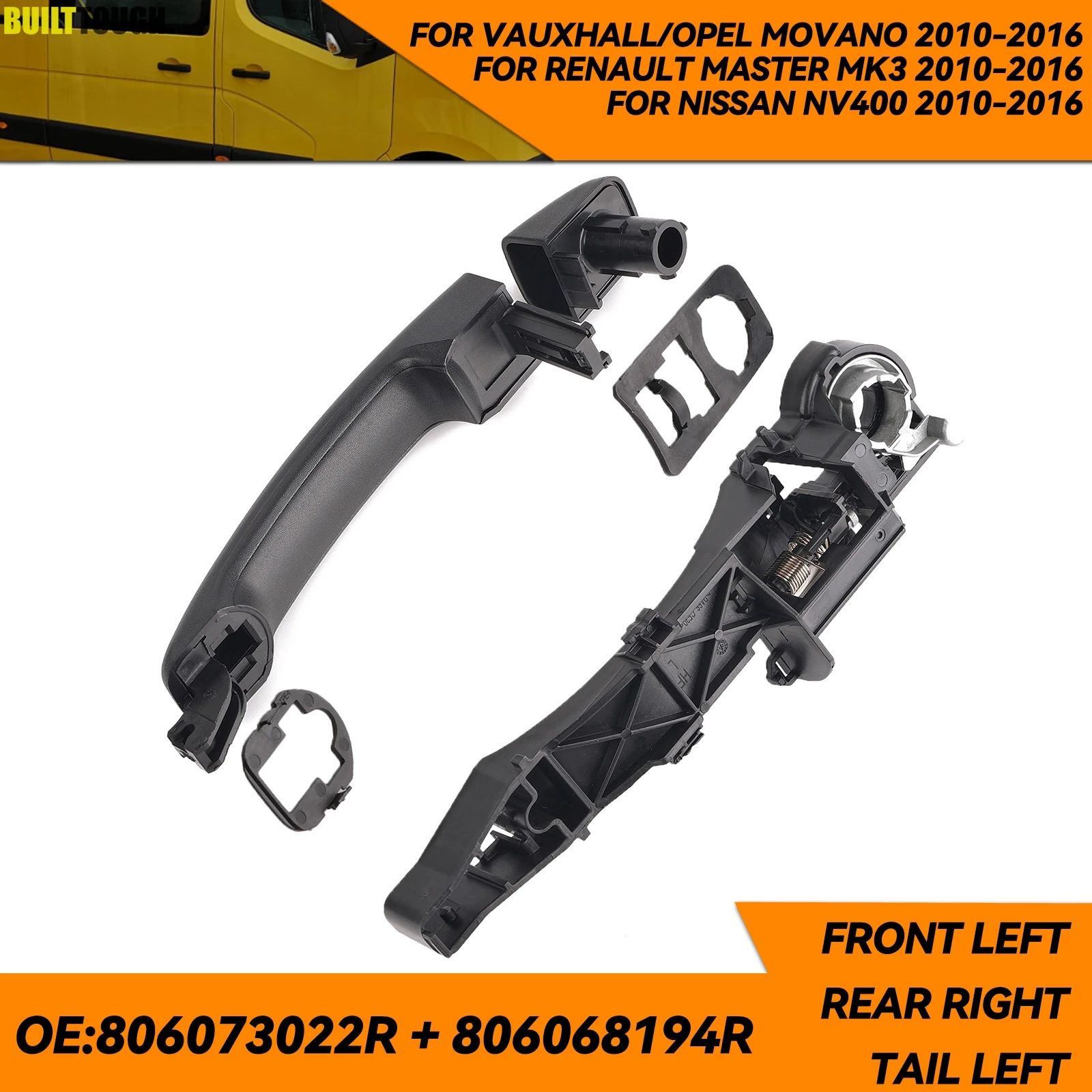 

Front Left Door Handle Right Sliding Door Handle For Renault Master MK3 Vauxhall/Opel Movano Nissan NV400 806073022R 806071150R