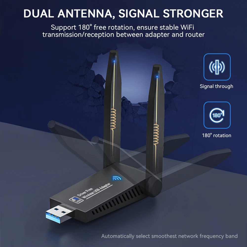 Adaptateur WiFi 1300Mbps Clé WiFi USB 3G Bluetooth 5.0 Dongle Wifi