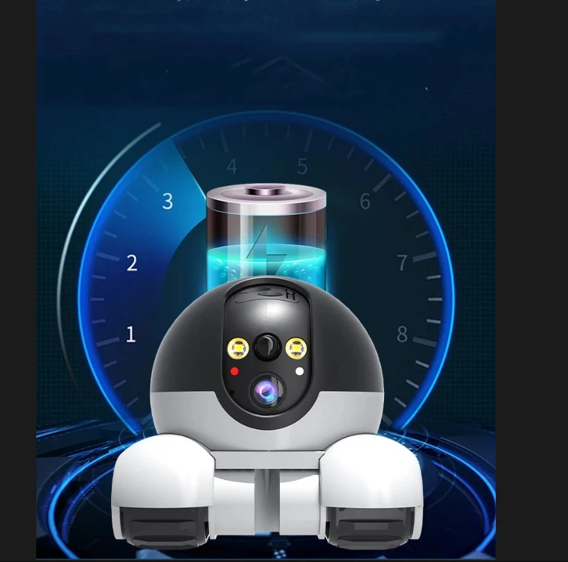 1080P HD Tank Robot Moving Home Warehouse Security Smart Wifi Camera 360 Rotation Battery Charge Mobile Control Move Camera 3
