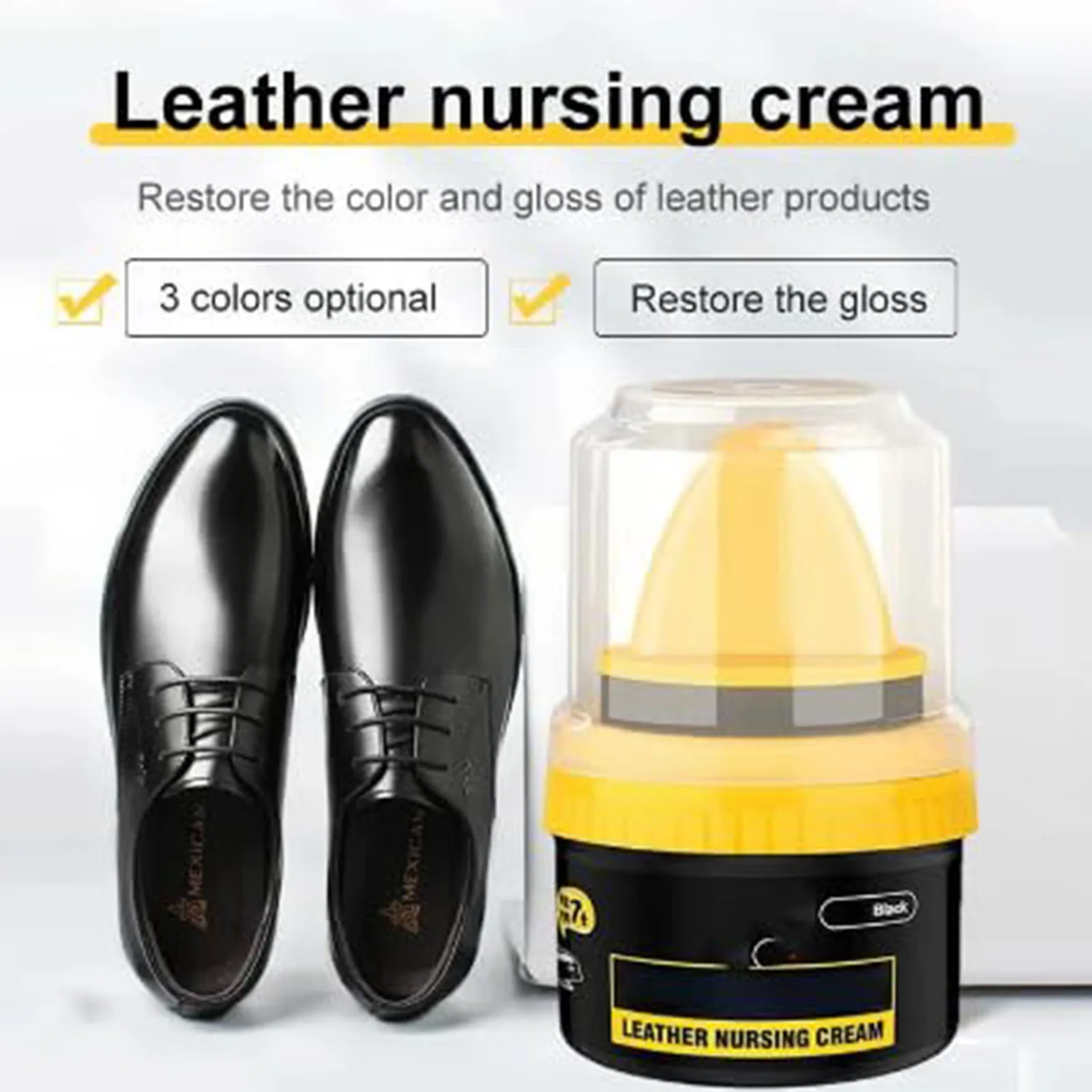 50ml Leather Shoe Brush Polish Brush Shoe Maintenance Brightening Cleaning Duster Sponge Wipe Colorless/Black/Brown