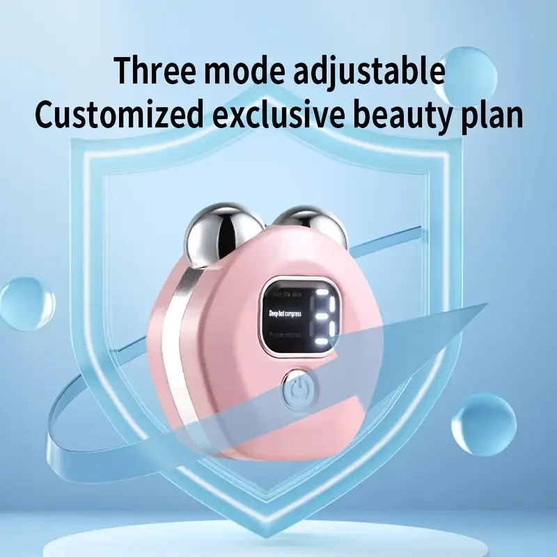 Rechargeable facial massager, 3 thermal vibration modes, women's portable skincare device, deep hot compress compression for mus 4