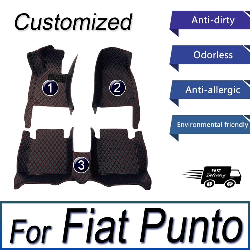 

Кожаные автомобильные коврики на заказ для Fiat Punto 2007, 2008, 2009, 2010, 2011, 2012, 2013, коврики, коврики, подкладки для ног, аксессуары
