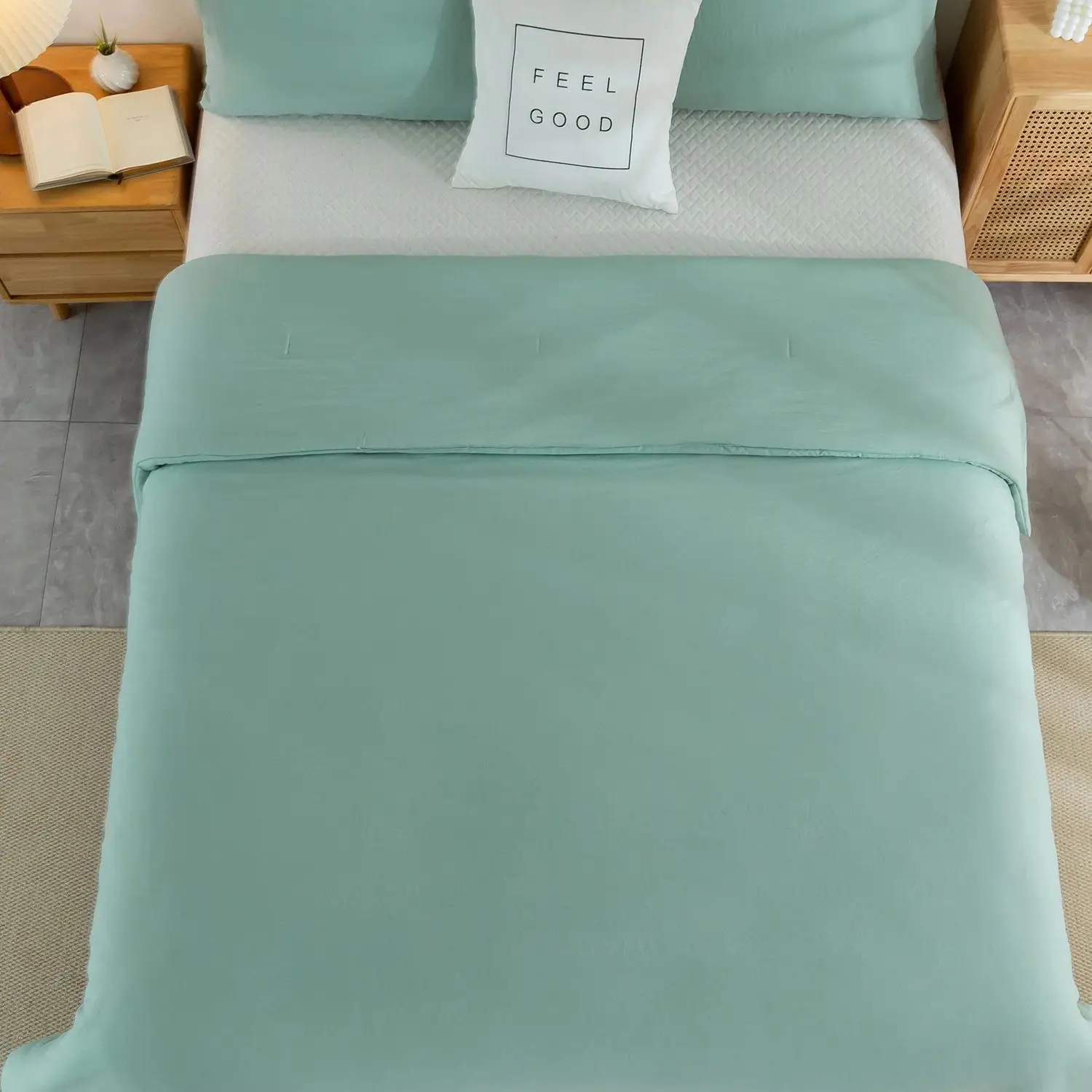 

Королевский/полноразмерный Комплект постельного белья зеленого цвета с одеялом и подушкой, легкая Ультрамягкая Удобная Всесезонная поли-хлопок