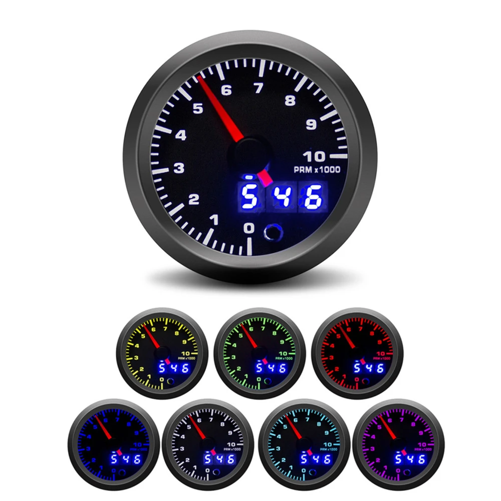 52mm Tachometer PRM Boost Gauge Water Temp Oil Temp Oil Press Voltmeter EGT Gauge AFR 7 Colors LED Dual Display Car