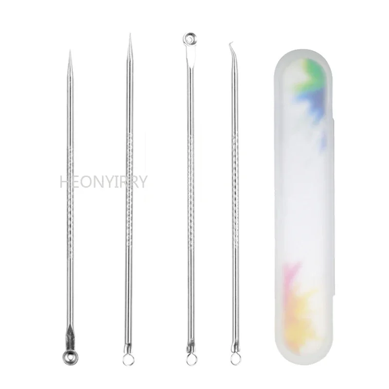 Blackhead Remover 4PCS Stainless Steel Blackhead Remover Extraction Pimple Comedone Acne Extractor Whitehead Blemish Popper Kit