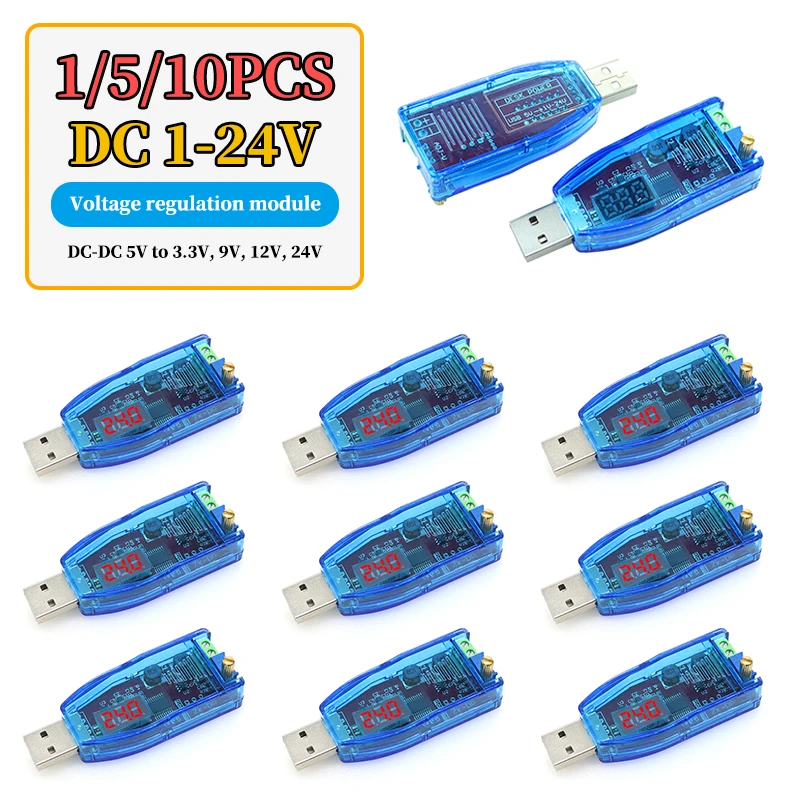 DC-DC 5V3.3V 9V 12V 24V USB 스텝업/다운 전원 공급 모듈, 조절..