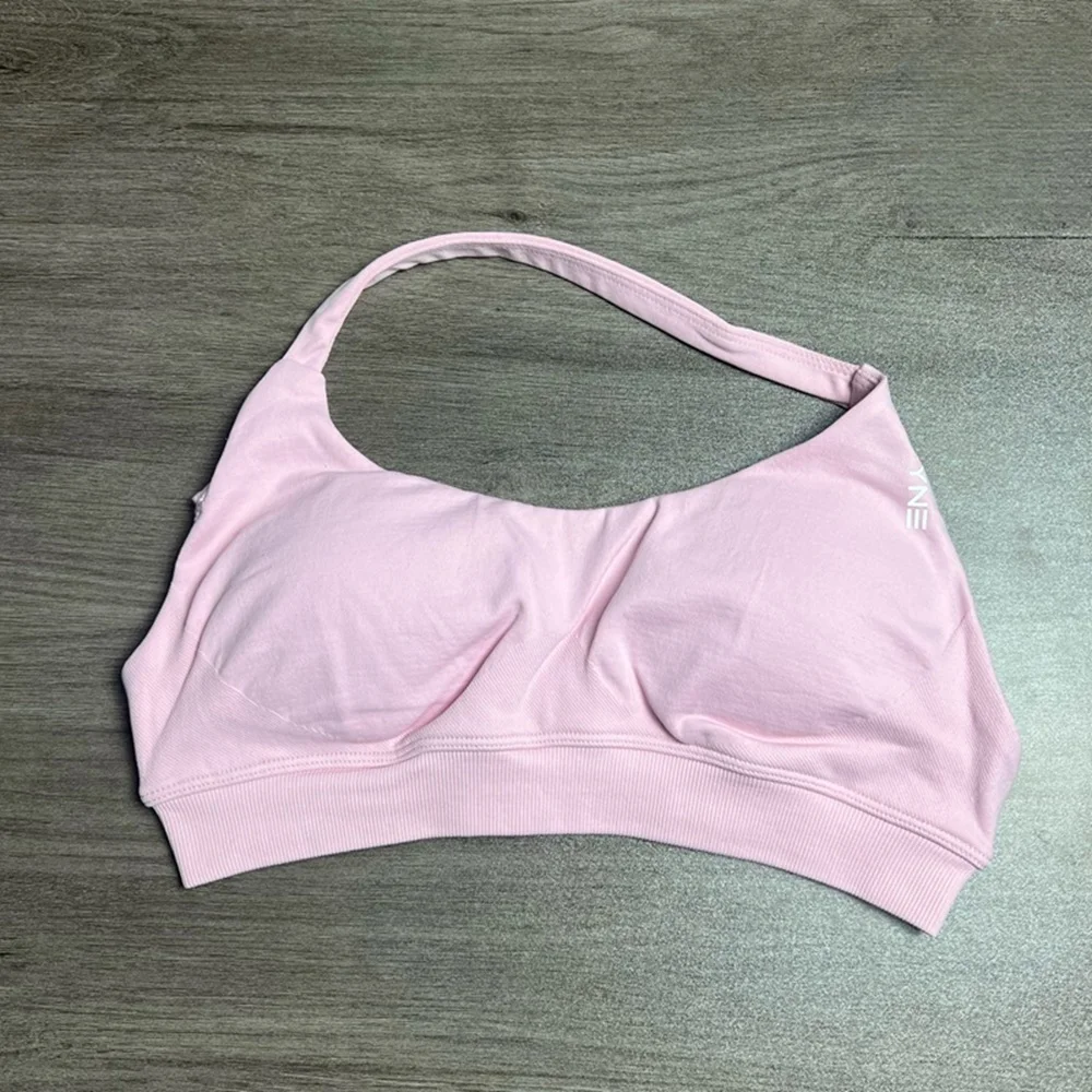 Impact Sports Bra With Logo Women Seamless Halter Bra Open Back Yoga Top Bras Medium Support Gym Crop Top Padded Sportswear 5