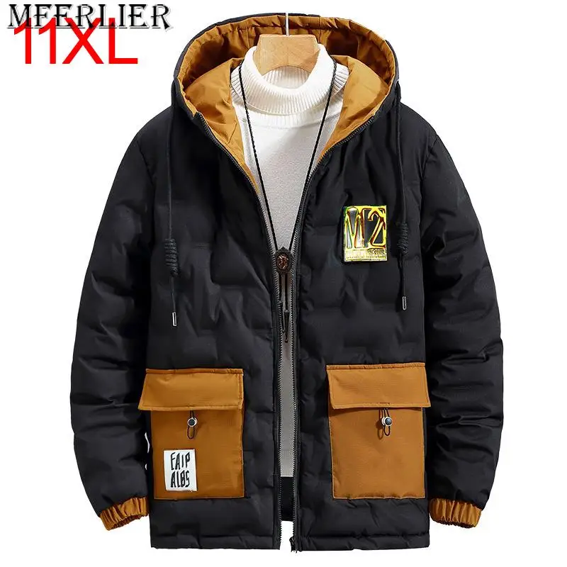 

Plus Size 11xl Down jacket men winter trend loose patchwork pocketfor overweight 160kg 50% white duck down jacket men