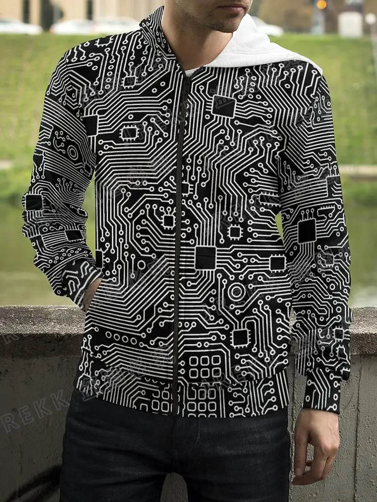 thumbnail image 1 of 2023 Nueva placa base CPU Sudadera con cremallera para hombres y mujeres Línea de procesador Placa de circuito Sudadera con estampado 3D Moda Abrigo informal Ropa, 1 of 5