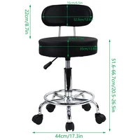 KKTONER PU Leather Rolling Stool Mid-Back with Footrest Height Adjustable Office Computer Home Drafting Swivel Task Chair 2