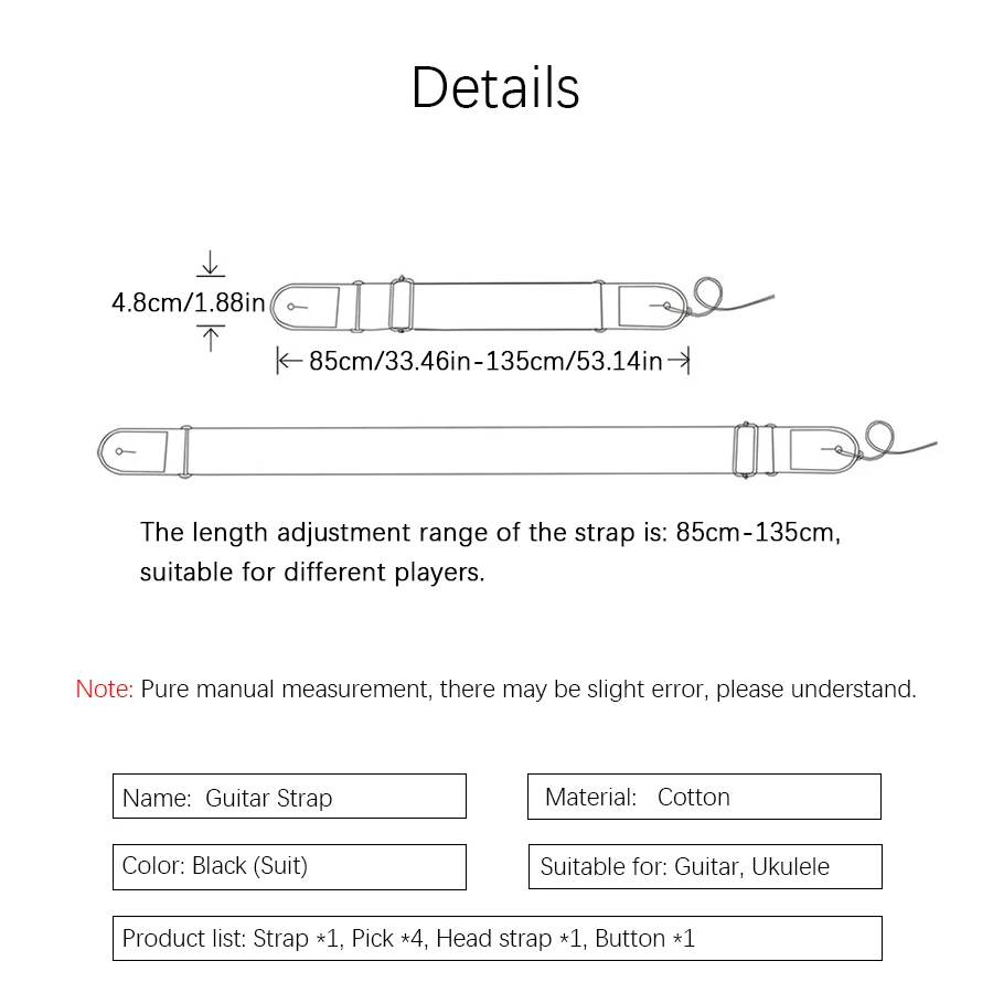 Guitar Strap guitar strap guitar accessories 7Pcs/Set for Ukulele Bass Musical Instrument Accessories